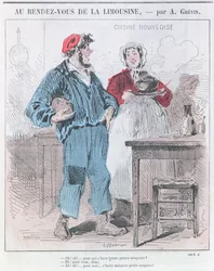 No Encontro da Limousine, de &39;Le Petit Journal Pour Rire&39;, gravado por Gillot, c.1860